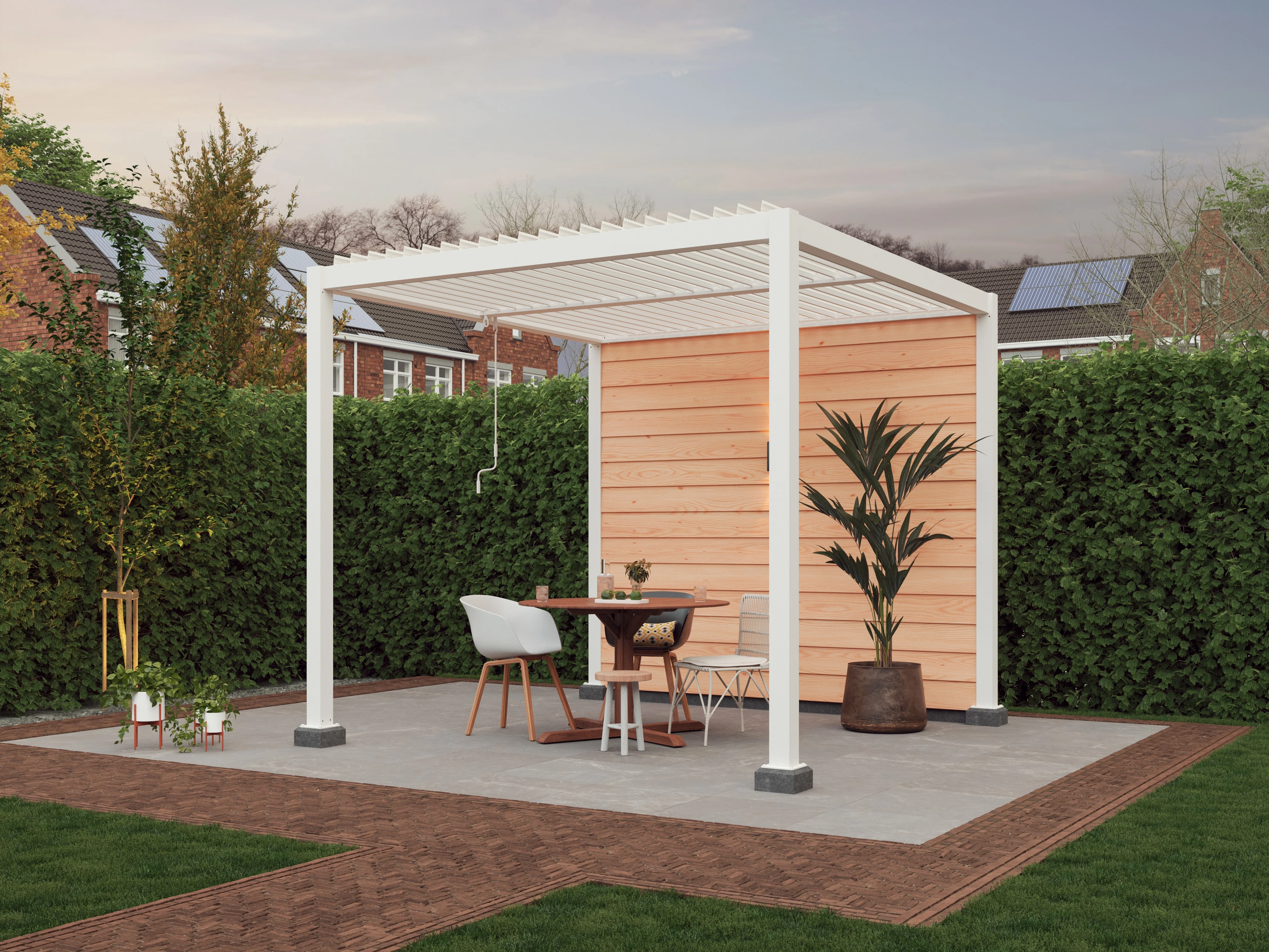 Aluminium Pergola met Lamellen Wit 300 x 300 cm - Afbeelding 3